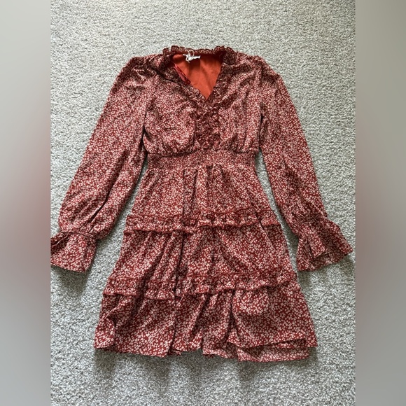 Loveriche Floral Ruffle Red Dress - Picture 1 of 3